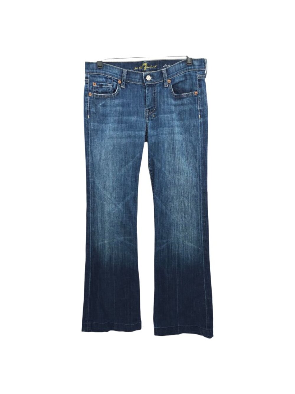 7 For All Mankind Dojo Jeans Size 29 Dark Wash Wide Leg Flare Denim Trouser Luxe
